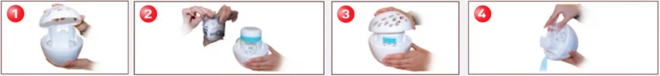 Étape mise en place recharge absorbeur d'humidité